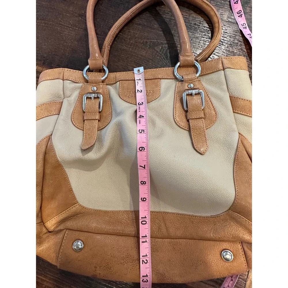 Grand Prix Originals Tan Cream Leather‎ Tote Bag Shoulder Purse Equestrian Style